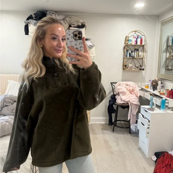 navy green fleece L - Picture 8 of 14